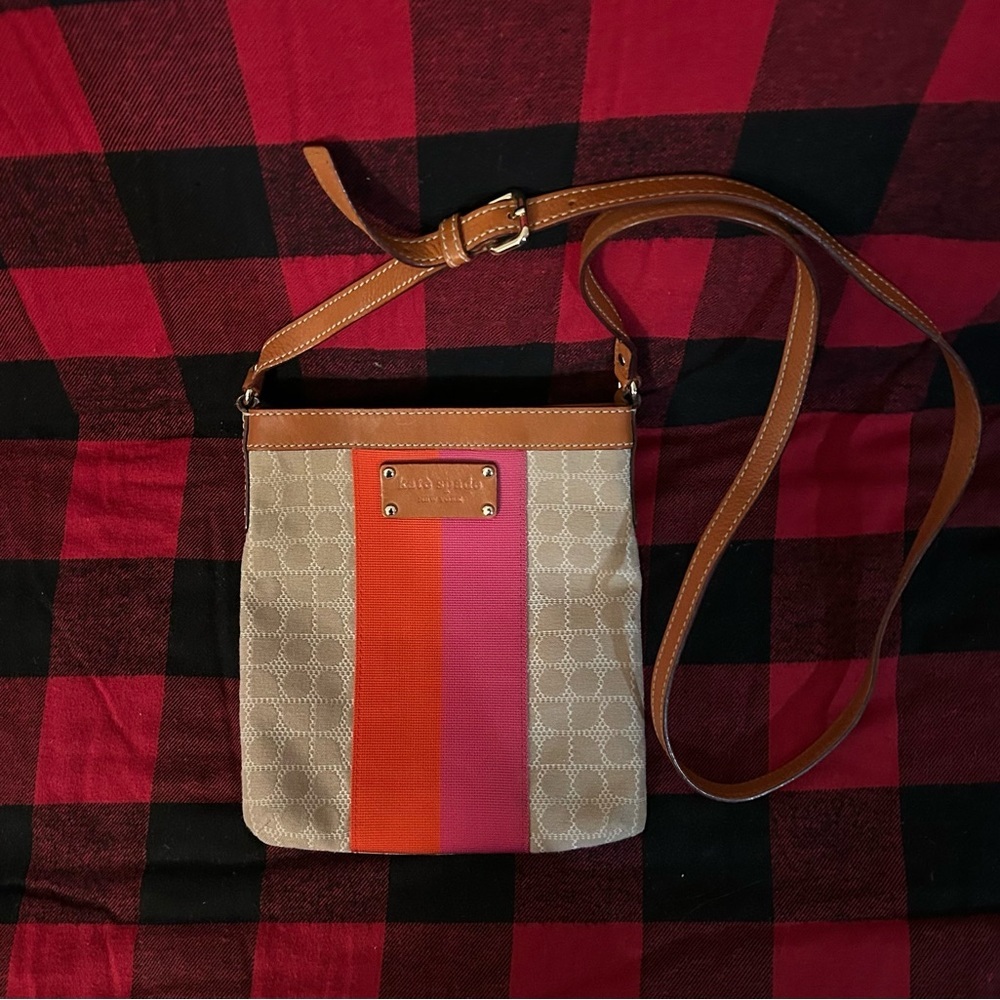 SOLD- Kate Spade Beige and Orange Crossbody Bag